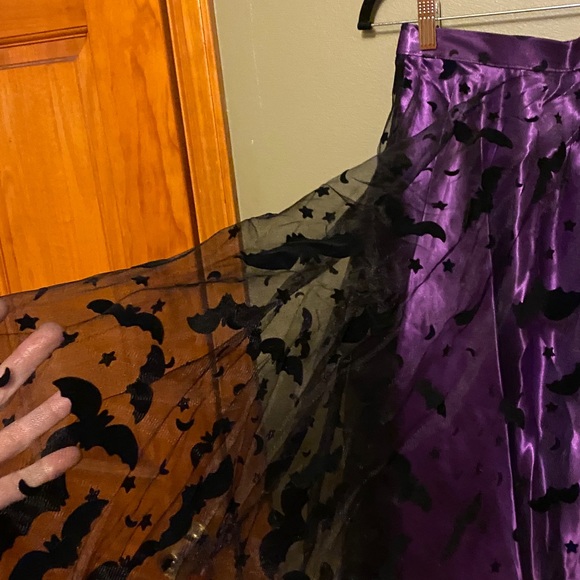 Purple/Black Velvet Bat Skirt - Picture 6 of 10
